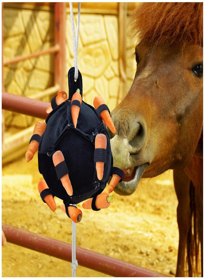 La La Pet Hanging Carrot Feeding Ball Interactive Feed Toy Relieve Stress and Avoid Boredom Equine Pony Cattle and Goat Treat Hay Balls Horse Stable Supplies Black - Image 1